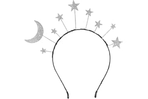 Holibanna Glitter Star Moon Headband Party Hair Hoop Stars Halo Crown For Women Christmas Halloween Birthday Headpiece