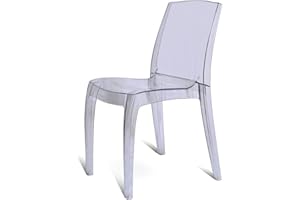 4 FRONT FURNITURE 1 x Chair Clear | Made in UK | Stackable | Durable Polycarbonate Plastic | Residential: Kitchen, Garden, Patio, Office, Dining, Bedroom | Commercial: Hotel, Restaurant, Cafe, College, Meeting & Event
