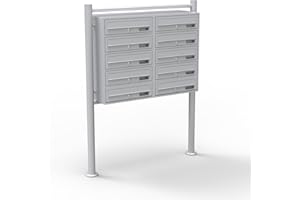 Wiltec Cassetta postale condominiale autoportante 10 posti, grigio, 2 moduli con supporto a terra