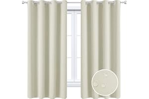 MAXIJIN tende impermeabili per finestre isolate Tende scure morbide per camera da letto 2 pannelli tende isolanti termiche con occhielli per interni, soggiorno (H 175x B 140 CM, Beige)