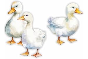 x3 Duck Stickers, Hardwearing Waterproof 0% Transparency Farm Animal Decals, Peel & Stick Perfect to Cover Marks, Wall Decor,