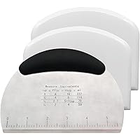 Dough Scraper, 3 Pcs Pastry Pizza Cutter Chopper with Handle and Measuring Scale, Stainless Steel