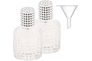 POSIONKS JUN-H 2 Pezzi Bottiglia di Profumo Atomizzatore Cristallo Traslucido Arte Vuota Bottiglia di Profumo di Ananas ovale Ricaricabile per 30 ml Regalo di Viaggio con Imbuto di Riempimento (Tappo Argento)