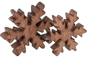 Amago home Holzfiguren Schneeflocke 2er Set Dekofigur 18x18cm Weihnachtsdekoration