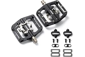 ANSJS Pedali per Mountain Bike, Piattaforma Piatta Compatibile con SPD, Doppia Funzione, Sigillati, in Alluminio, 9/16'', per Strada, MTB