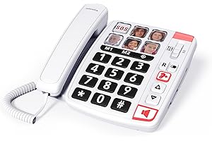 SWISSVOICE - Xtra 1110 - Corded Telephone - Large Keys - 6 Memory Keys With Photo - Extra Loud Ringtones - Illuminated Ringer Indicator - Audio Boost - Hearing Aid Compatible - White