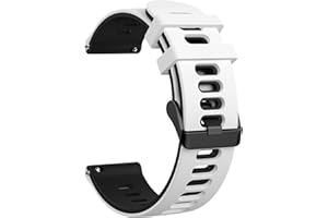 Mugust Silicone Rubber Watch Bands, Quick Release Sport Watch Replacement Straps, Universal Smart Watchband with Black Stainless Steel Buckle for Men Women (20mm, White-Black)