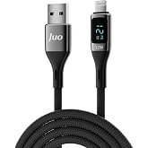 Juo 12W Dijital Led Ekranlı USB-A to Lightning iPhone iPad &Ouml;rg&uuml;l&uuml; Hızlı Şarj ve Data Kablosu 1 Metre