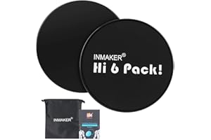INMAKER Exercise Sliders Fitness, Dual Sided Strength Slides, Core Gliding Discs with Carry Bag, Manual and Ebook (9'', Black Yoroi)