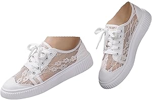 VBEDKDEB Sneaker Damen Weiß Sommer Leicht Weich Weisse Sneakers Schwarz Lässige Flache Schuhe Modische Atmungsaktiv Turnschuhe mit Spitze Bestickt