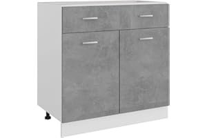 Tidyard Armadio Inferiore,per Cucina,Armadio da Cucina,Mobile da Cucina Salvaspazio,Mobili Cucina Componibili,Mobile Base per Cucina,Armadietti da Cucina Grigio Cemento 80x46x81,5 cm in Truciolato
