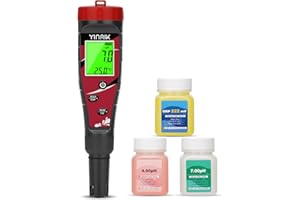 YINMIK pH und Chlor Messgerät Salz pH Messgerät für Salzwasserpool, 7 in 1 pH Chlorgehalt Salzgehalt TDS EC ORP Temperatur für Aquarium Hydroponik Trinkwasser, Leitfähigkeits Messgerät für Wasser