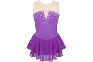 IEFIEL Maillot Patinaje Artístico Niña Vestido Brillante de Danza Ballet Maillot con Falda de Gimnasia Ritmica Disfraz Bailarina Niña