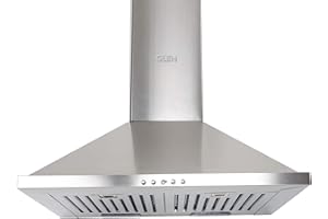 Glen 60 cm 1000 m3/hr Pyramid Chimney With 7 years warranty on Product, Baffle Filters Push buttons (Aqua SS, Silver)