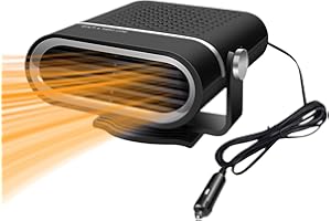 DZAY 24V 150W Chauffage de Voiture, Ventilateur de Voiture Chauffant Portable, 2 en 1 Refroidisseur et Chauffage, Base Rotation à 360°, avec Prise Allume-Cigare, Thermostats Autocontrôlés