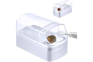 Andibro Nagelbohrer Halter,2 in 1 Nagelbohrer Aufbewahrungsbox Abnehmbare Reinigung Pinsel 30 Slots Kunststoff Klarsicht Fall Nagel Kunst Bohrer Bits Stand für Schönheitssalon und Haushalt(Weiß)