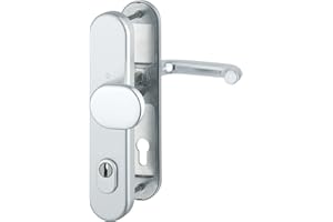 HOPPE Puerta de entrada Paris – DIN – distancia 92 mm, plata anodizada, cilindro perfilado para grosor de puerta 77 – 82 mm, con protección antiextracción, comprobación: RC2 según EN 1906, 1 pieza herraje de seguridad