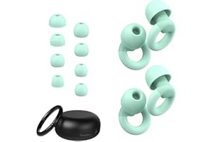 JUSTRVN Ear Plugs for Sleeping, 2 Pairs of Reusable Earplugs for Noise Reduction 25dB-30dB with 8 Ear Tips, Soft Hearing Protection Ear Plugs for Concert,Noise Sensitivity, Study & Work