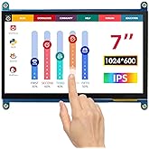 ELECROW For Raspberry Pi Screen, 7 Inch Touchscreen Monitor 1024X600 IPS LCD Small Monitor Compatible with Raspberry Pi 4, Ra
