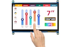 Raspberry Pi Display, ELECROW 7 Zoll Mini Monitor 1024X600 HD LCD Display Touchscreen Monitor Kompatibel mit Raspberry Pi 5/Raspberry P4/PC/Jetson Nano/Banana Pi/BB Schwarz