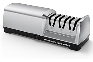 HIUYRFS elektrischer Messerschärfer Professioneller mit 3 Stufen, Überhitzungsschutz, Leisem Motor, Schnelles für Küchenmesser, Elektrischer Messerschärfen für Küchenmesser Knife Sharpening (Silber)