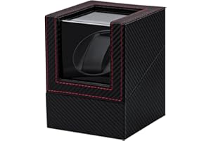 Mcbazel Remontoir pour Montres Automatiques - Boîte Unique en Cuir PU et Fibre De Carbone avec Prise UE - Noir Rouge