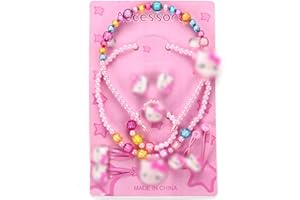 simyron Kinderschmuck Kleine 10 Stück Kätzchen Kinderschmuck Cartoon Kinderschmuck Set Kinder Schmuckset mit Halsketten Armbänder Ringe Haarspangen Haarseile Haarbänder Ohrclips