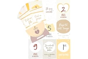 Dolbomy Coffret Grossesse Carte Etape pour Futur Maman en Francais – Lot de 19 Cartes Etapes Evolution Maternité de Bebe – Cadeau Personnalisable – Photo Souvenir Naissance de Fille ou Garcon
