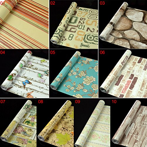 UNIQUEBELLA Vintage Simpel Retro Abstrakt optik 3D Tapete Fototapete PVC Prägung Wandbild 45CM*10M für Wohnzimmer, Hotel, Flur, Büro und Schlafzimmer #4 - 4