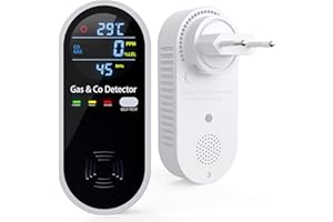 Detector Monóxido de Carbono y Gas 4 en 1 con Alarma acústica y Visual, Mide CO, Temperatura, Humedad y Gases, con función de autotest, Ideal para salón, Dormitorio, sótano, Oficina, YOJOCK