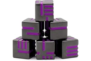 HNCCESG Dés JDR 6 Faces en Métal, Dés de Jeux pour Donjons et Dragons,Dés Jeu de Role 6 Pièces avec boîte en métal Dés Polyédriques(D6 Violet)