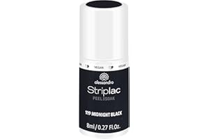 ‎ALESSANDRO alessandro Striplac UV-Nagellack Midnight Black – Schonend und langanhaltend – Einfache Entfernung dank Peel-Off-Technologie – Vegan und tierversuchsfrei – 8 ml