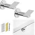 Muzata 2pack Adjustable Square Handrail Brackets for Staircase Stair Railing Brackets, Heavy Duty handrail Bracket, Brushed Flat Head Stainless Steel, HB02 SL4, HB1 HR0