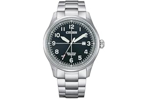 Citizen Męski analogowy zegarek Eco-Drive z tytanową bransoletką, zielony, Rozmiar uniwersalny, bransoletka