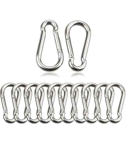 15 Moschettoni In Acciaio Inox - 40mm - Portata 36kg - Per Chiavi, Trekking, Pesca - Foto 2