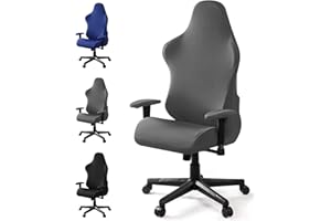 EOZAKAVOD Funda para Silla de Juego, Funda Silla Gaming Elástica Fundas para sillas Oficina Lavable y Extraíble Funda de Silla Cubierta para Silla para Silla de Estilo Carreras (Sin Silla) (Gris, 2Set)