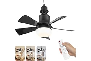 YSINOBEAR Ceiling Fans with Lights and Remote Control,E27 30W Ceiling Lights with Fan RC Timing, 3 Speeds 3 Colors (3000-6500K) LED Ceiling Light,,Timing, Modern Fan Lamp for Bedroom Living Room (Black)
