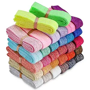 32 Yards Ribbon Elastic Foldover Elastics Stretch Hair Ties Headbands for Baby Girls Hair Bow (32 Color Set 2)