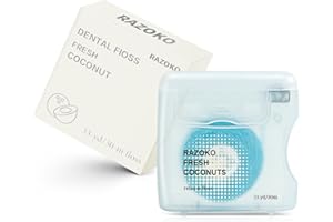 RAZOKO Coconut-Oil Infused Woven Dental Floss,Vegan and Cruelty-Free,Orange 6 Month Supply (33 Yds x 1 Units) (Coconut)