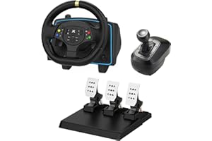 NBCP Gaming Steering Wheel with Pedals and Shifter - 1080° Racing Wheel, Vibration Feedback, Paddle Shifters, Hall-effect Pedal - Steering Wheel for PC, PS4, Xbox One, PS3, Xbox Series X/S, Switch