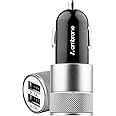 Ambrane 12W Fast Car Charger, Dual USB Output, Multi-Layer Protection, Fast Charging, Compatible with All Cars, Without Cable for All Mobiles & Other USB Enabled Devices (ACC74, Black & Silver)
