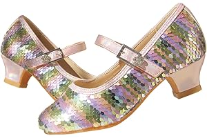 EIGHT KM Scarpe con Tacco Principessa Eleganti Lucente Comunione Cerimonia Ballerine Bambina Tacchi Ragazza EKM7015 Sirena Bianco