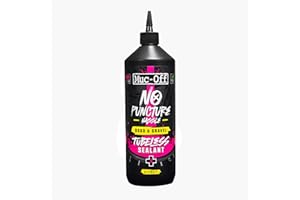 MUC-OFF Muc Off No Puncture Hassle Road & Gravel Mastic sans chambre à air 1 litre – Mastic de pneu sans chambre à air pour réparation de crevaison de vélo – Mastic durable pour pneus de vélo de route,