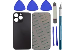 LiXiongBao Hinteres Glas Ersatz, kompatibel mit iPhone 14 Pro Back Cover, hinteres Glas Ersatz für iPhone 14 Pro Back Cover, mit Reparatur Kit, Schwarz