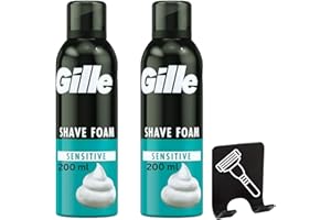 WISHESLA Shaving Foam for Men Bundle | Rich Lather, Original Scent (2 x 200ml) Mens Shaving Foam for Sensitive Skin | Includes Adhesive Shaver Holder