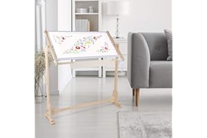 Greensen – Marco de punto de cruz, soporte ajustable para bordar de 3 tamaños, soporte de madera para punto de cruz, soporte para suelo con soporte, marco de pegatinas, rotación de 360 grados,