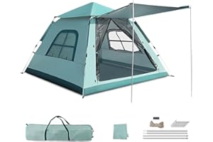 YOODI Tienda de Campaña 4 Personas, Tenda Campismo Pop Up Automática Ultraligera, Impermeable a Prueba de Viento con 2 Puertas de Malla, 2 Ventanas de Malla, para Camping Senderismo