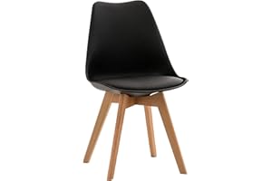 ‎CLP CLP Esszimmerstuhl Linares Kunststoff I Stoff I Samt I Cord I Lederoptik I Lehnstuhl Mit Holzgestell, Farbe:schwarz, Material:Kunststoff