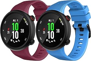 GRANSHO Bracelet de montre en silicone compatible avec Garmin Forerunner 45 / Swim 2 - Boucle noire en acier inoxydable brossé
