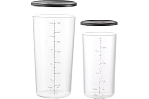 ESGE ZAUBERSTAB ESGE-Becherset-Glas 7150 bestehend aus zwei Messbechern (400 ml/700 ml) aus Borosilikatglas für extreme Hitzebeständigkeit, Mikrowellen- und Spülmaschinenfest, Deckel aus Silikon